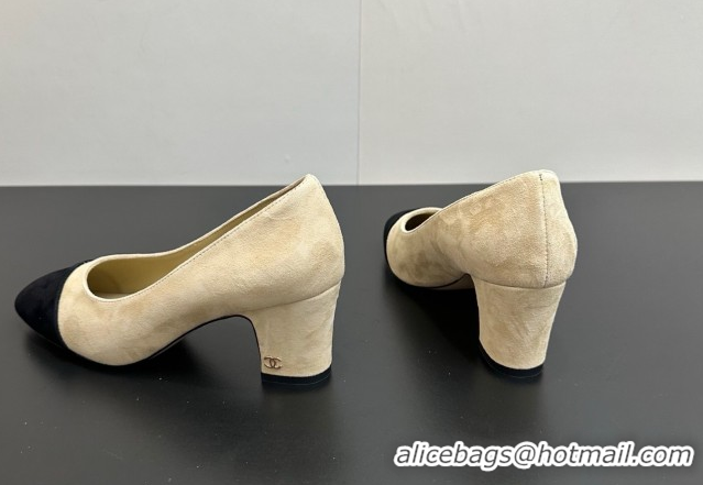 Pretty Style Chanel Suede Pumps 6.5cm CH122405 Beige/Black 2026