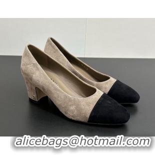 Top Grade Chanel Suede Pumps 6.5cm CH122405 Grey/Black 2026