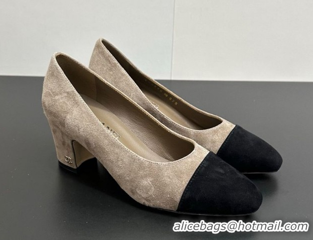 Top Grade Chanel Suede Pumps 6.5cm CH122405 Grey/Black 2026