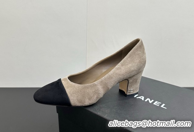 Top Grade Chanel Suede Pumps 6.5cm CH122405 Grey/Black 2026