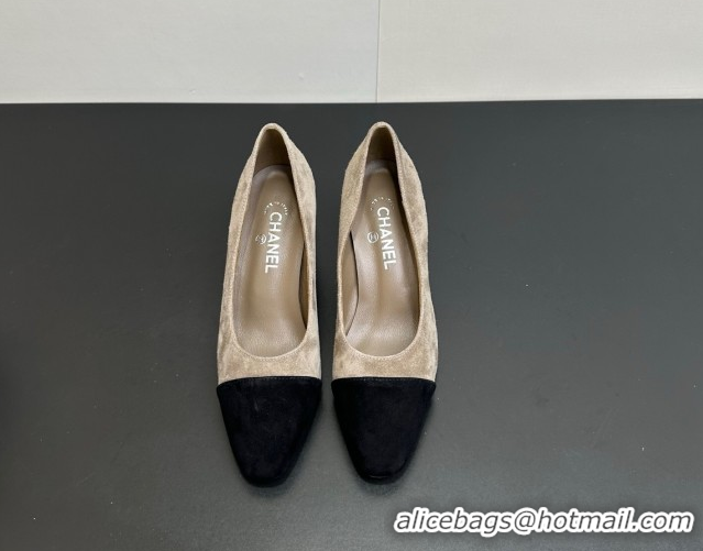 Top Grade Chanel Suede Pumps 6.5cm CH122405 Grey/Black 2026