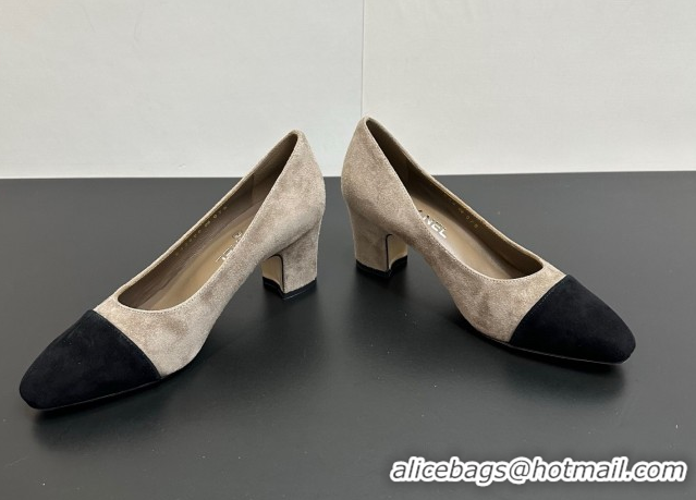 Top Grade Chanel Suede Pumps 6.5cm CH122405 Grey/Black 2026