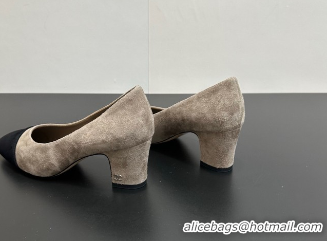 Top Grade Chanel Suede Pumps 6.5cm CH122405 Grey/Black 2026