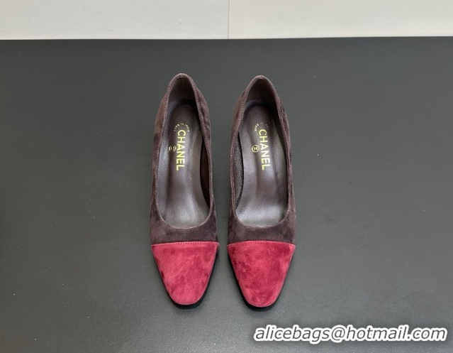 Top Design Chanel Suede Pumps 6.5cm CH122405 Brown/Red 2026
