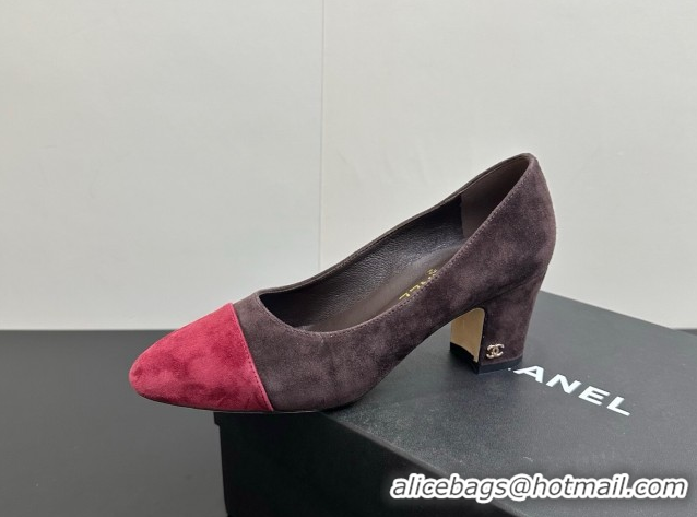 Top Design Chanel Suede Pumps 6.5cm CH122405 Brown/Red 2026