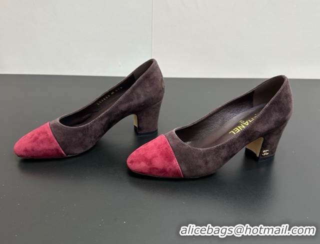 Top Design Chanel Suede Pumps 6.5cm CH122405 Brown/Red 2026