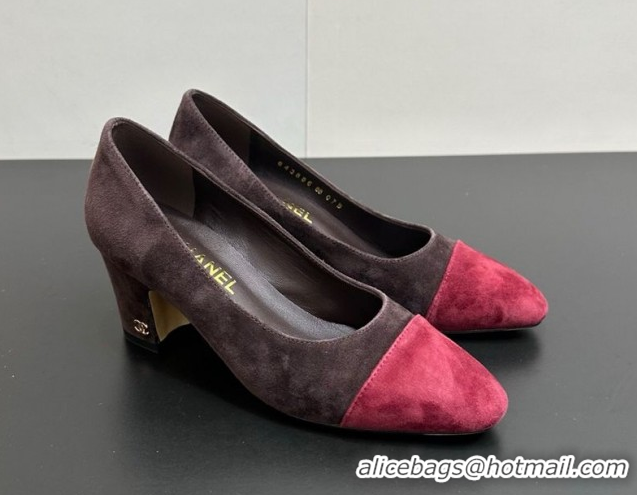 Top Design Chanel Suede Pumps 6.5cm CH122405 Brown/Red 2026