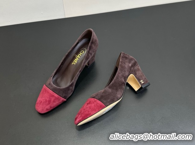 Top Design Chanel Suede Pumps 6.5cm CH122405 Brown/Red 2026