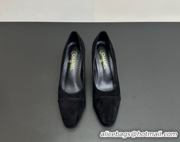 Luxury Cheap Chanel Suede Pumps 6.5cm CH122405 Black2 2026