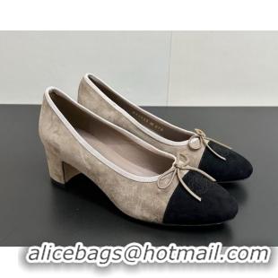 Luxury Chanel Suede Pumps 6.5cm CH122405 Grey/Black 2026