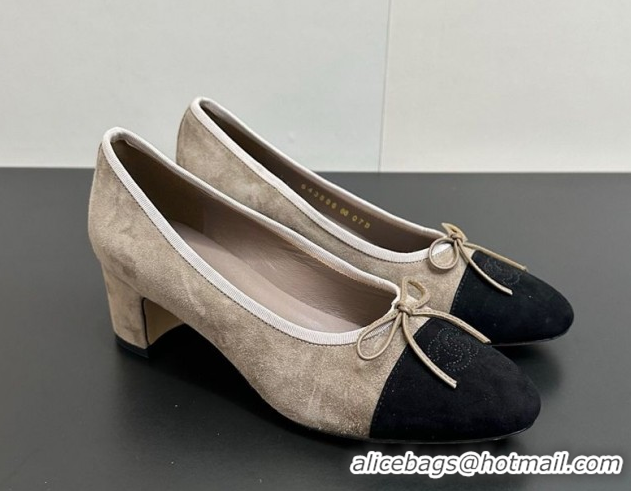 Luxury Chanel Suede Pumps 6.5cm CH122405 Grey/Black 2026