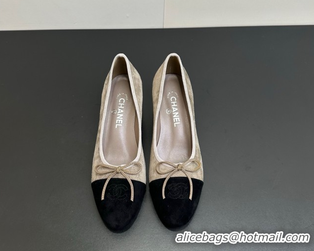 Luxury Chanel Suede Pumps 6.5cm CH122405 Grey/Black 2026