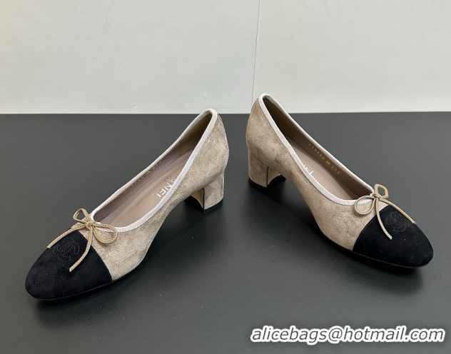Luxury Chanel Suede Pumps 6.5cm CH122405 Grey/Black 2026