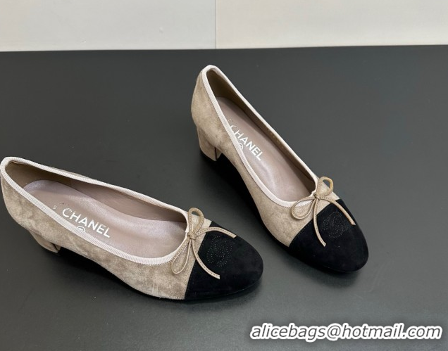 Luxury Chanel Suede Pumps 6.5cm CH122405 Grey/Black 2026