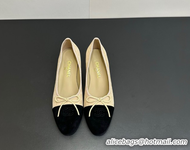 Charming Chanel Suede Pumps 6.5cm with Bow CH122405 Beige/Black 2026
