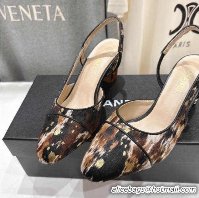 Cheap Price Chanel Printed Mohair Slingbacks Pump 6.5cm G31318 Brown/Multicolor 2026