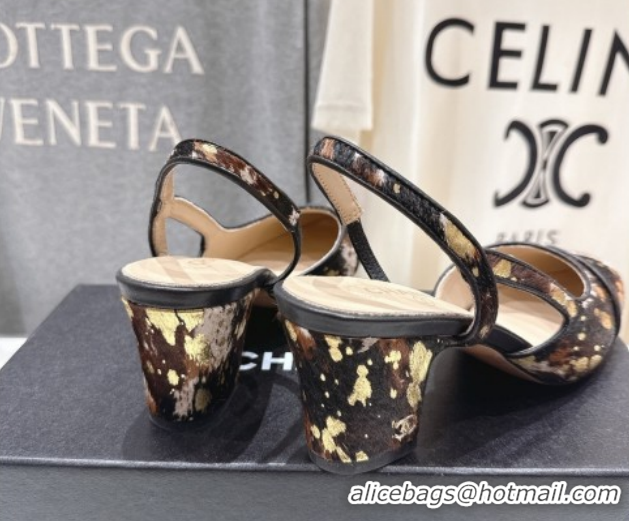 Cheap Price Chanel Printed Mohair Slingbacks Pump 6.5cm G31318 Brown/Multicolor 2026