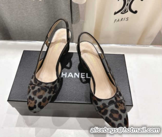 Stylish Chanel Printed Mohair Slingbacks Pump 6.5cm Grey G31318 2026