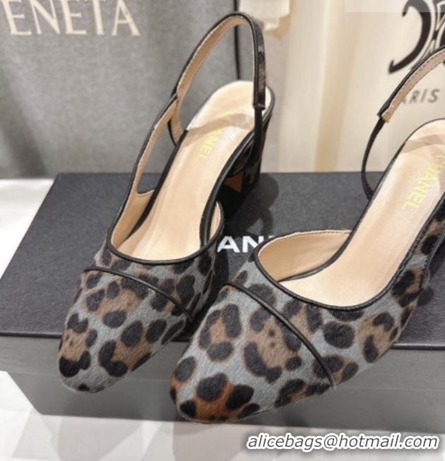 Stylish Chanel Printed Mohair Slingbacks Pump 6.5cm Grey G31318 2026