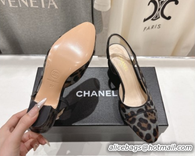 Stylish Chanel Printed Mohair Slingbacks Pump 6.5cm Grey G31318 2026
