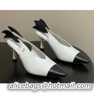 Luxury Chanel Lambskin Leather Slingbacks Pump 7.5cm CH122407 White 2026