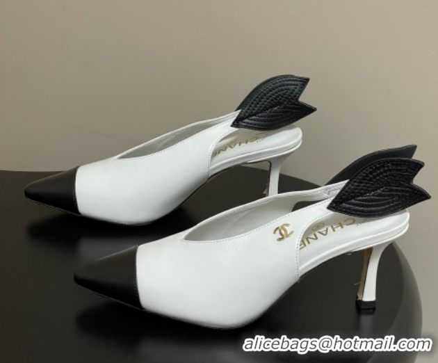 Luxury Chanel Lambskin Leather Slingbacks Pump 7.5cm CH122407 White 2026