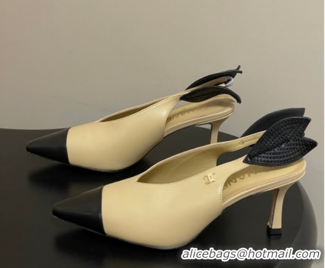 Classic Hot Chanel Lambskin Leather Slingbacks Pump 7.5cm CH122407 Beige 2026