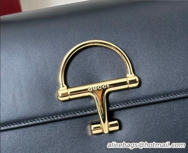 Inexpensive Gucci Siena Leather medium top handle bag with Half Horsebit 855535 Black 2026