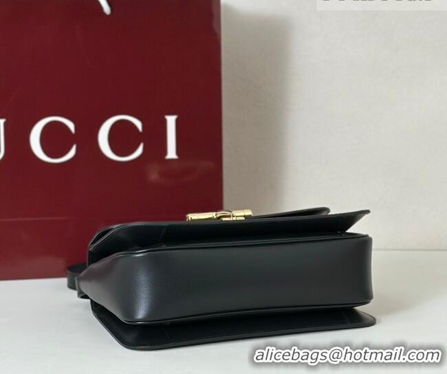 Inexpensive Gucci Siena Leather medium top handle bag with Half Horsebit 855535 Black 2026