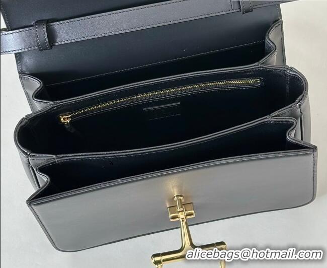 Inexpensive Gucci Siena Leather medium top handle bag with Half Horsebit 855535 Black 2026