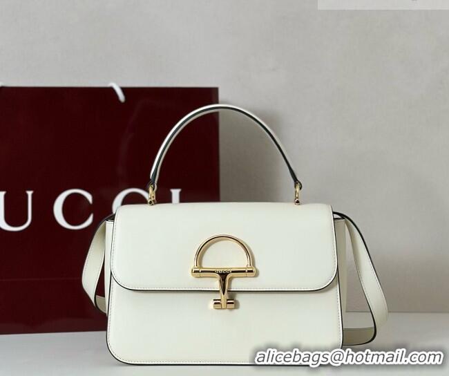 Famous Brand Gucci Siena Leather medium top handle bag with Half Horsebit 855535 White 2026