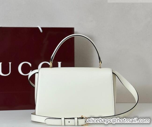 Famous Brand Gucci Siena Leather medium top handle bag with Half Horsebit 855535 White 2026