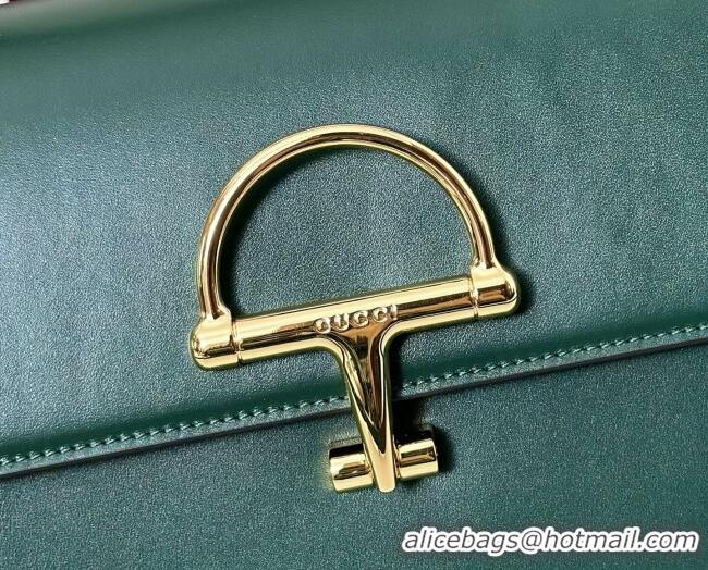Top Quality Gucci Siena Leather medium top handle bag with Half Horsebit 855535 Green 2026
