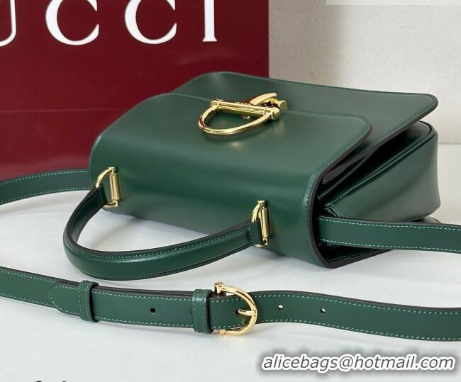 Top Quality Gucci Siena Leather medium top handle bag with Half Horsebit 855535 Green 2026