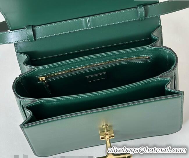 Top Quality Gucci Siena Leather medium top handle bag with Half Horsebit 855535 Green 2026