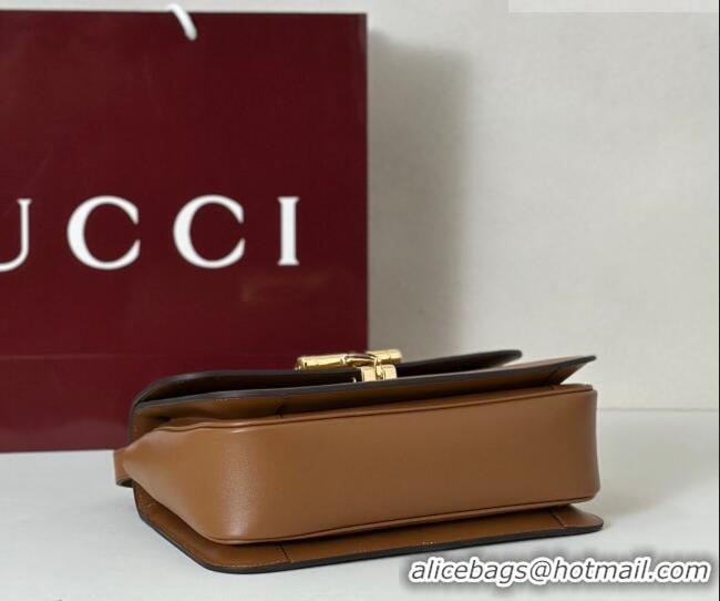 Good Quality Gucci Siena Leather medium top handle bag with Half Horsebit 855535 Brown 2026