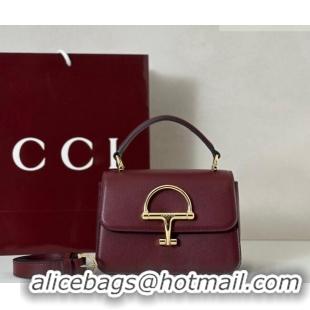 Affordable Price Gucci Siena Leather small top handle bag with Half Horsebit 855536 Burgundy 2026