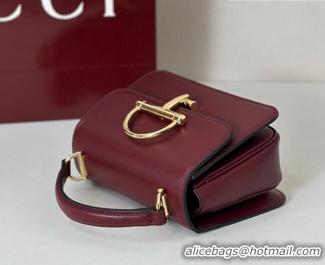 Affordable Price Gucci Siena Leather small top handle bag with Half Horsebit 855536 Burgundy 2026