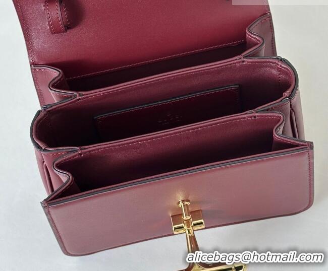 Affordable Price Gucci Siena Leather small top handle bag with Half Horsebit 855536 Burgundy 2026