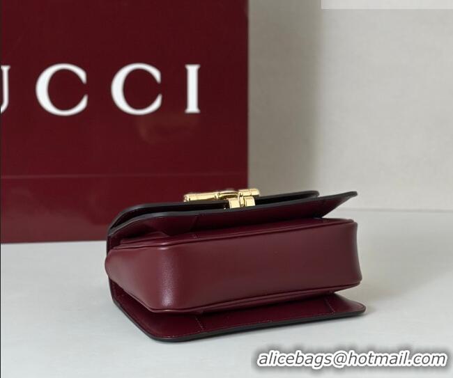 Affordable Price Gucci Siena Leather small top handle bag with Half Horsebit 855536 Burgundy 2026