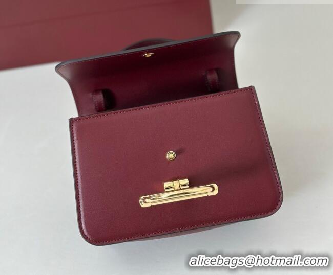 Affordable Price Gucci Siena Leather small top handle bag with Half Horsebit 855536 Burgundy 2026