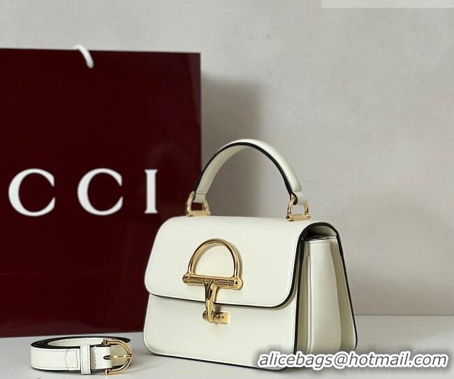 Famous Brand Gucci Siena Leather small top handle bag with Half Horsebit 855536 White 2026
