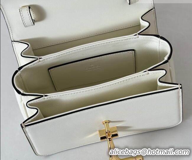 Famous Brand Gucci Siena Leather small top handle bag with Half Horsebit 855536 White 2026