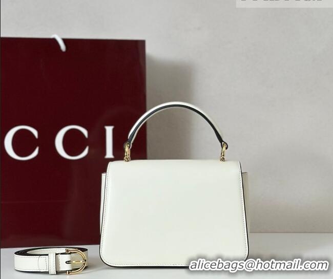 Famous Brand Gucci Siena Leather small top handle bag with Half Horsebit 855536 White 2026
