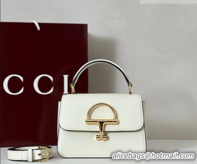 Famous Brand Gucci Siena Leather small top handle bag with Half Horsebit 855536 White 2026