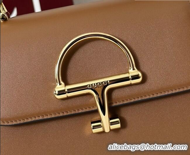 Promotional Gucci Siena Leather small top handle bag with Half Horsebit 855536 Brown 2026