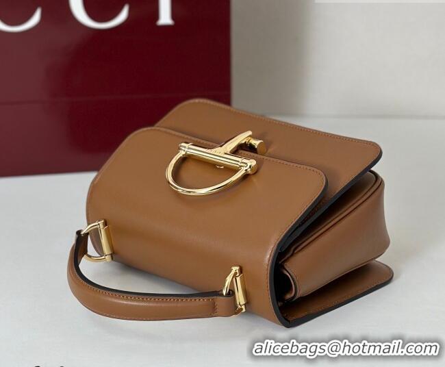 Promotional Gucci Siena Leather small top handle bag with Half Horsebit 855536 Brown 2026