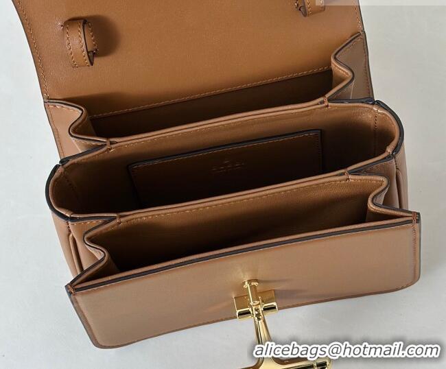 Promotional Gucci Siena Leather small top handle bag with Half Horsebit 855536 Brown 2026