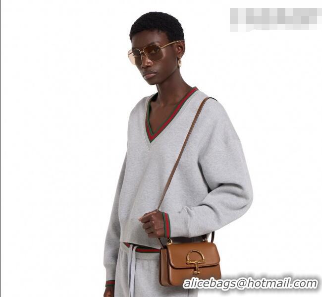 Promotional Gucci Siena Leather small top handle bag with Half Horsebit 855536 Brown 2026