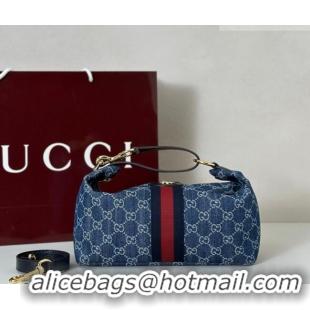 Shop Duplicate Gucci Vanity medium top handle bag in GG Denim 857799 Blue 2026